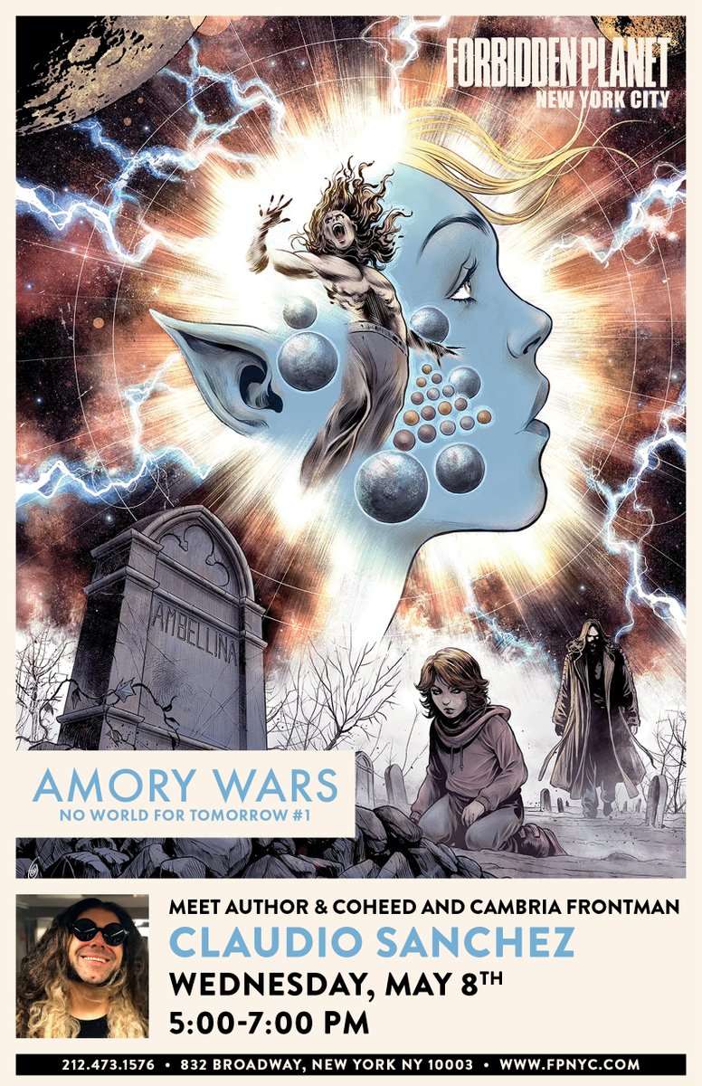 Claudio will be signing Issue 1 of The Amory Wars: No World for Tomorrow comic this Weds May 8 at 5pm-7pm at Forbidden Planet - 832 Broadway, NYC. fpnyc.com - come say hello New York!