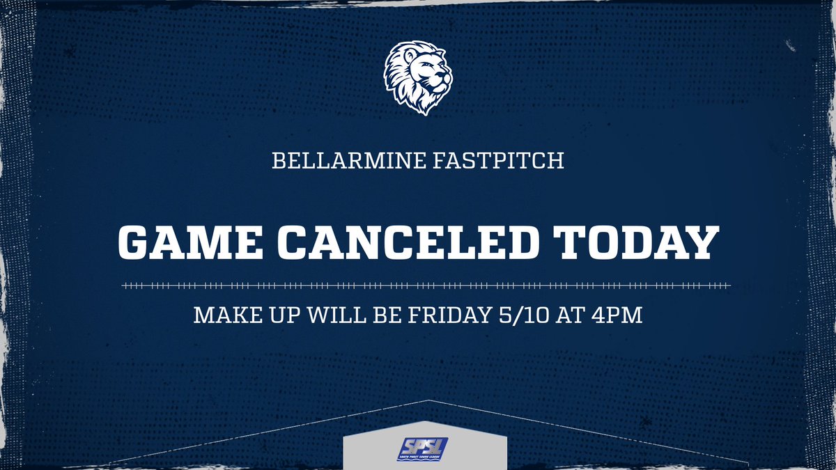 Today's game has been rained out against Bethel. Senior Night is rescheduled for Friday 5/10 at 4 pm. #[BE]llarmine