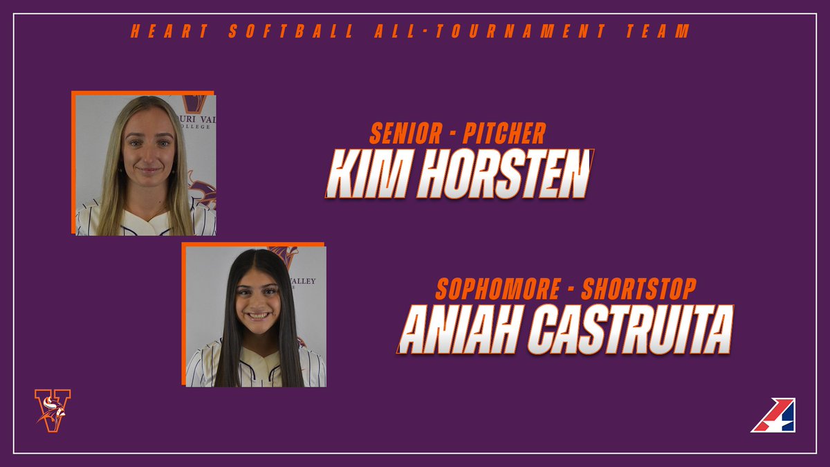 Congrats to a pair of Viking softball players named to the Heart Softball All-Tournament Team! #valleywillroll