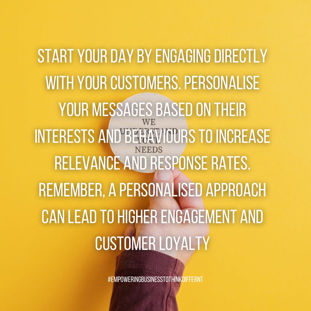Morning marketers! ☕ Tip of the day: Personalise your messages for higher engagement. It’s all about relevance! 

#MarketingTips #Personalization #EngageYourAudience