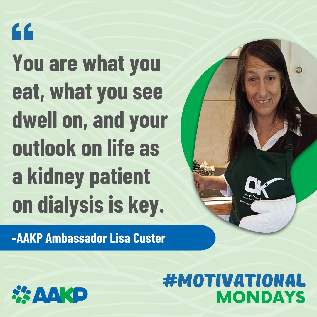 This #MotivationalMonday, AAKP Ambassador Lisa Custer shares her story! Read her journey with high potassium, kidney disease, dialysis, nutrition, and more: bit.ly/AAKPAmbassador…