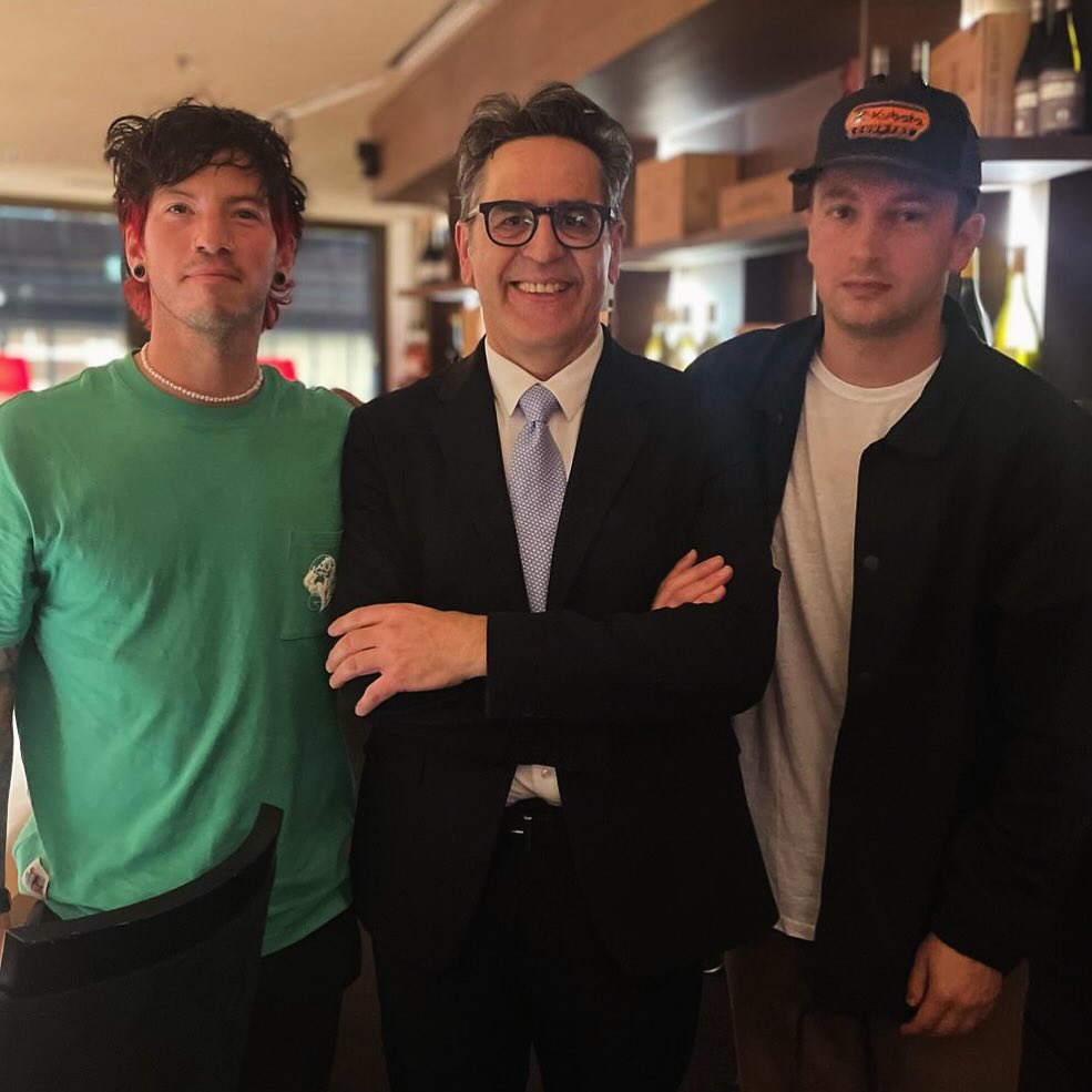 Tyler and Josh at a restaurant in Berlin, Germany via essenza_potsdamer_platz_1 on Instagram