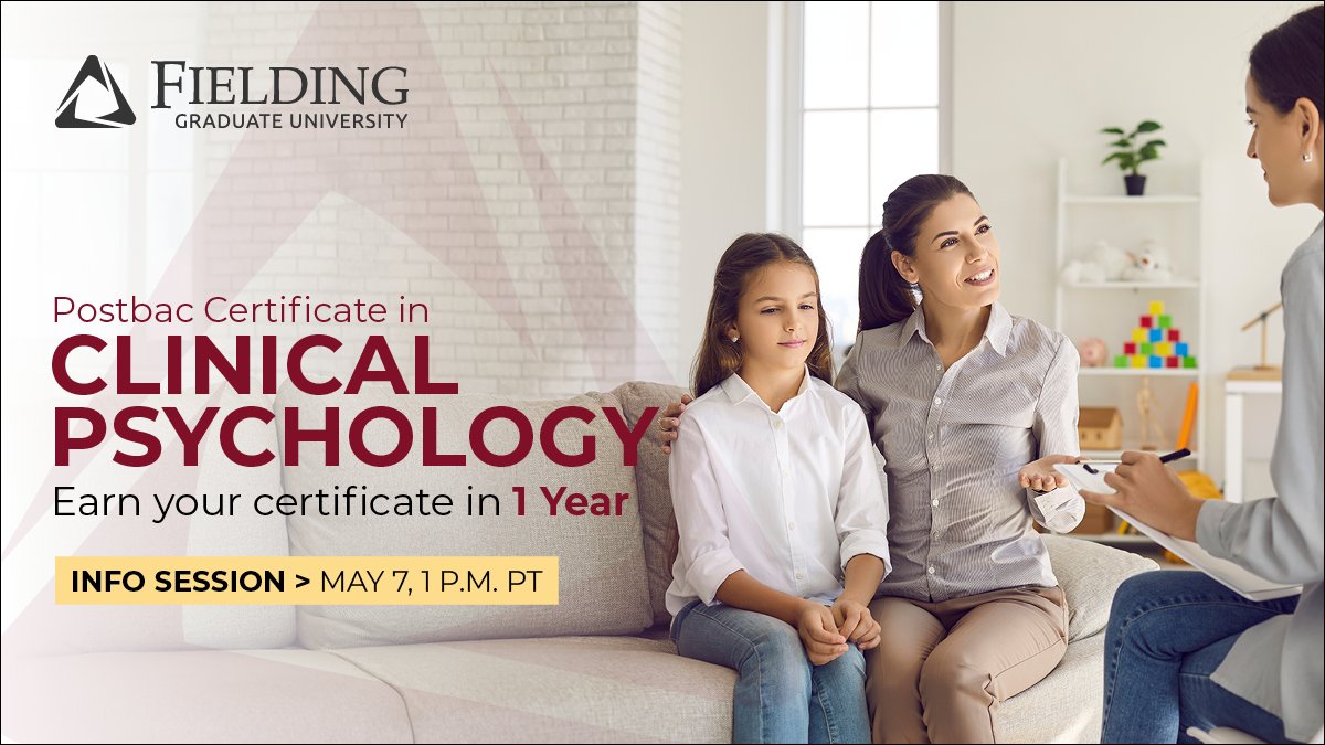 Earn a Postbaccalaureate Certificate in Clinical Psychology in 1 YEAR. Learn more at the May 7 info session webinar: ow.ly/VvOS50RepI7
#ClinicalPsychology
#PsychologyCertificateCourses
#ChangeTheWorldStartWithYours