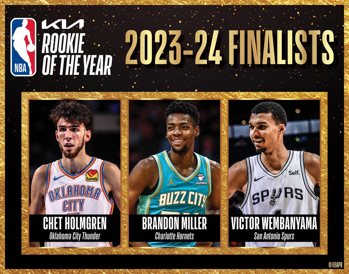 The 2023-24 Kia NBA Rookie of the Year will be announced TONIGHT during @NBAonTNT’s #NBAPlayoffs coverage! 📺 7 PM | @NBAonTNT + @SportsonMax