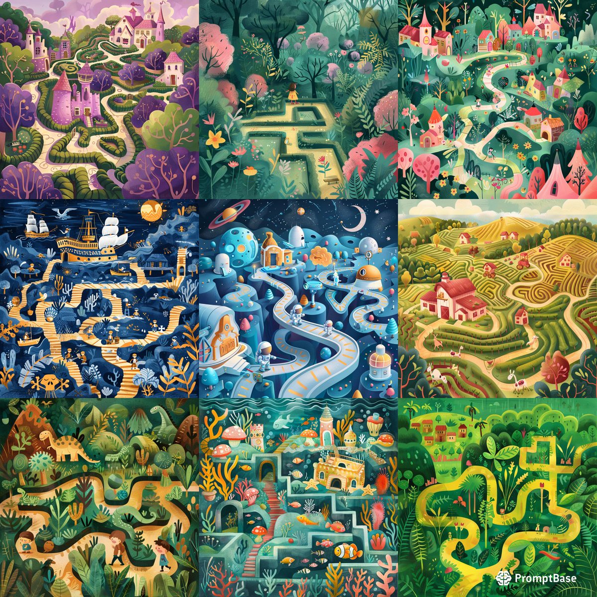 Enchanting Labyrinths For Young Dreamers by @promptstudioai using #midjourney 🌟🌈