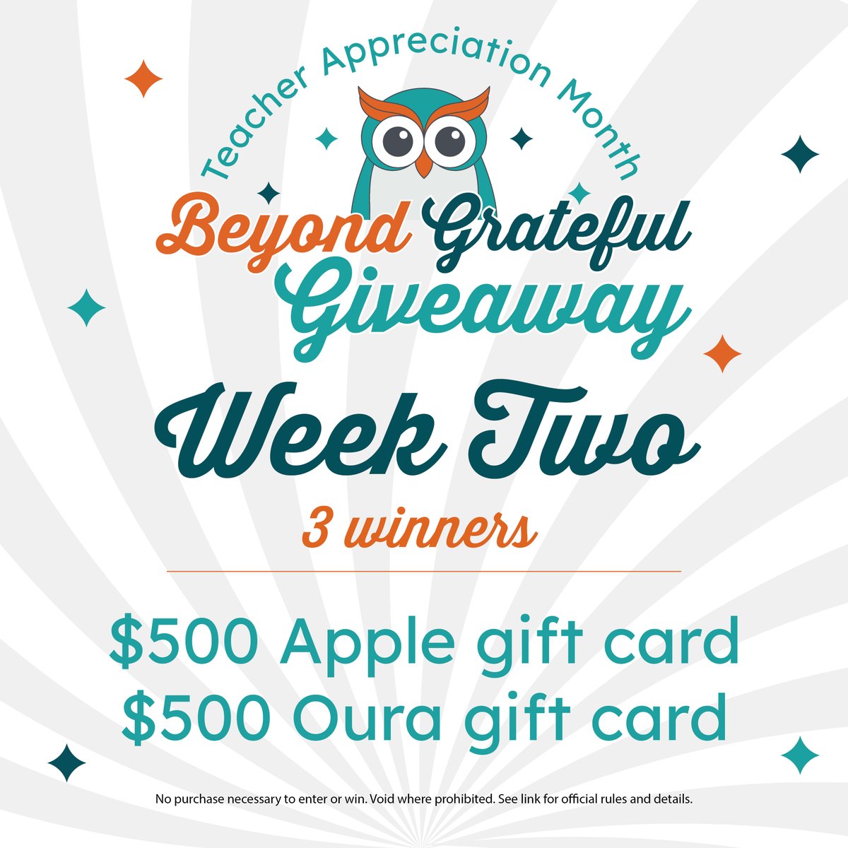 It’s week two of our giveaway! 2 winners will receive a $500 Apple gift card and 1 winner will receive a $500 Oura gift card. We’re announcing winners THIS FRIDAY! Enter here: ow.ly/RZGU50Rmzqz #HMBeyondGrateful