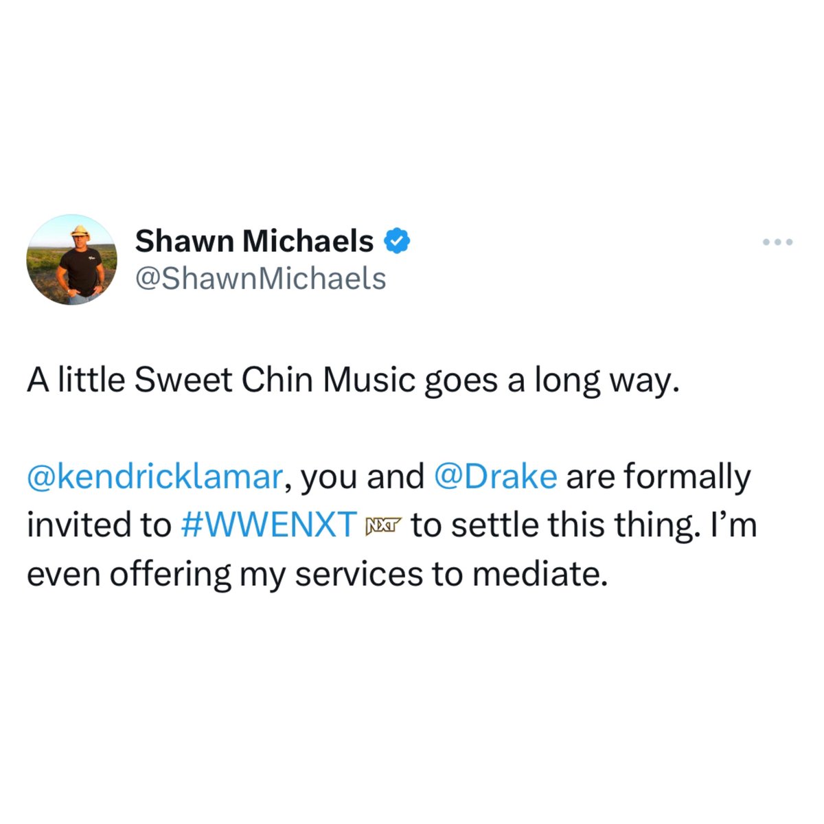 WWE legend Shawn Michaels invites Drake and Kendrick to settle their differences inside the ring.