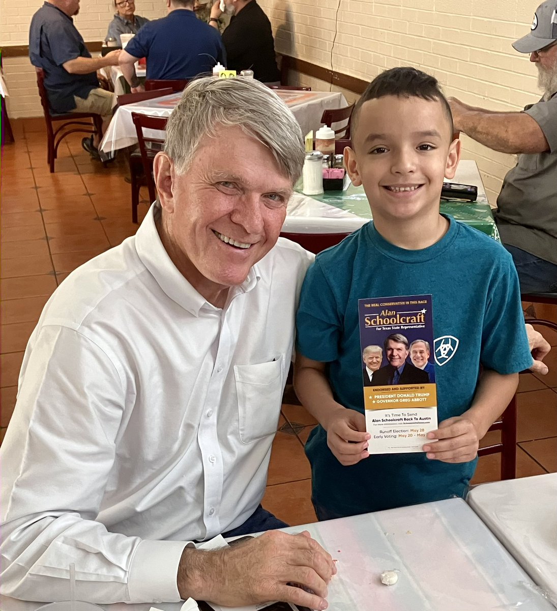 Out on the campaign trail in #HD44 today. Meet Dalan, my youngest supporter!
