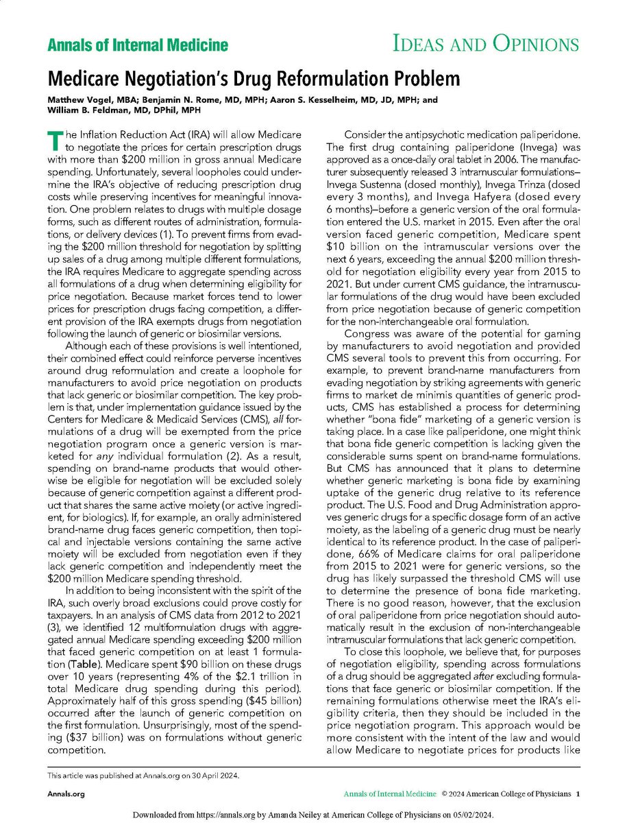 A new #IdeasAndOpinions discusses a loophole in the rules around the selection of drugs for price negotiation under the #InflationReductionAct and proposes a possible solution: ow.ly/N6kl50RuUeG #DrugPrices