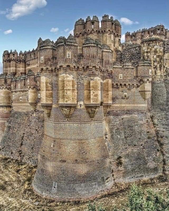 The Castle of Coca, located in the Coca municipality, central Spain, constructed in the 15th century, considered one of the best examples of Spanish Mudejar brickwork which incorporates Moorish (African) design and construction with Gothic architecture.