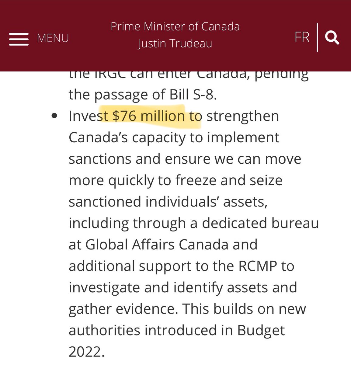 I don't know. By the way, on a completely unrelated note, did anyone ever find out what happened to the $76 million payout of taxpayer money that Trudeau dedicated to fighting #IRGCterrorists in Canada? #cdnpoli pm.gc.ca/en/news/news-r…