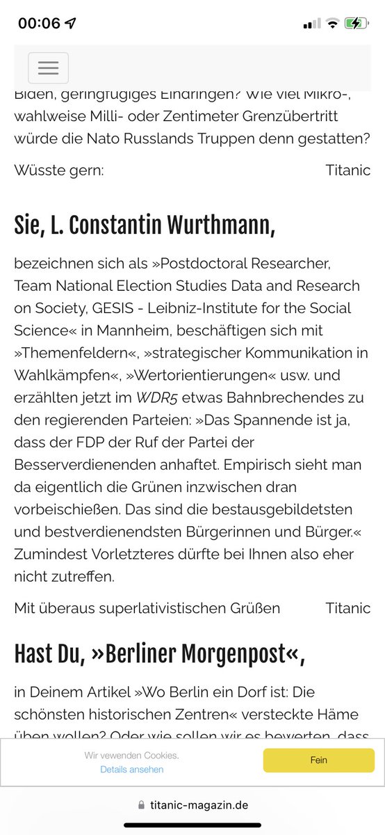 Bei mir gab's 2022 mal Grammatiknachhilfe von der Titanic... In derselben Reihe wurden damals der Papst, Joe Biden und der Spiegel angeprangert. Geht schlimmer! 😉