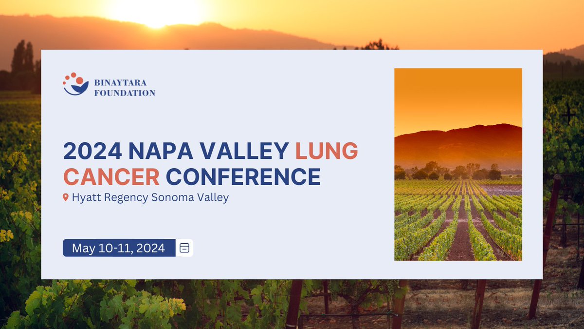 📣Join us this weekend for a comprehensive overview of current and emerging strategies for management of lung cancer (NSCLC, SCLC). Register today for 2024 Napa Valley Lung Cancer Conference! 🗓️ May 10-11, 2024 📍 Santa Rosa, CA 🌐 education.binayfoundation.org/content/2024-n… #CME #lungcancer