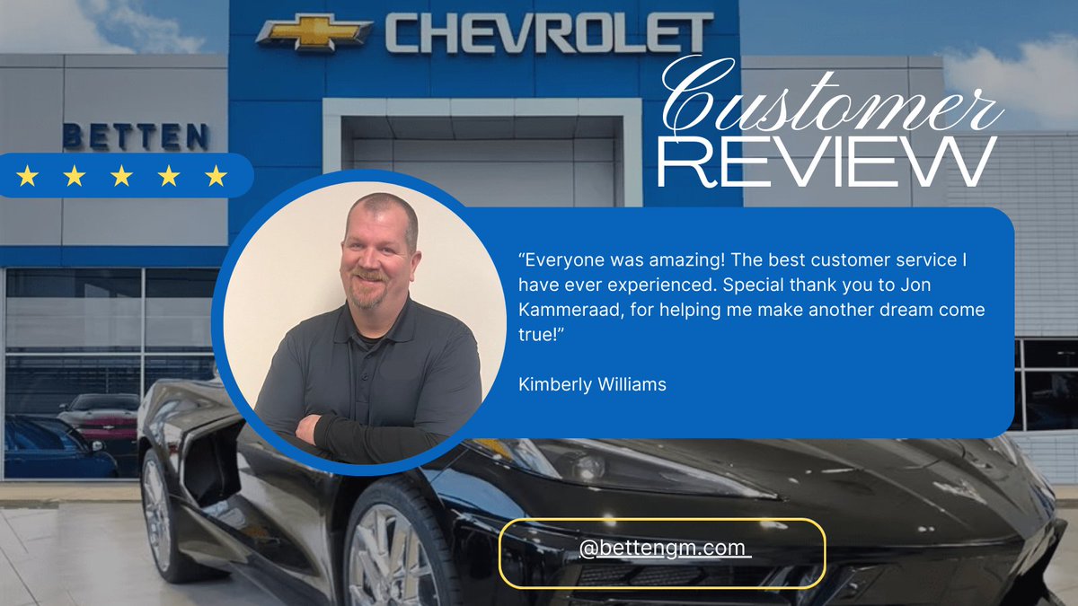 Thank you for the ⭐⭐⭐⭐⭐review!  We love hearing that you were given excellent customer service from our Sales Specialist, Jon Kammeraad, and the #BettenMuskegon #team. #goingplaceswithbigjon #BacktoBetten #BettenCelebrating41yearsservingYOU #WithBettenYOUarefamily