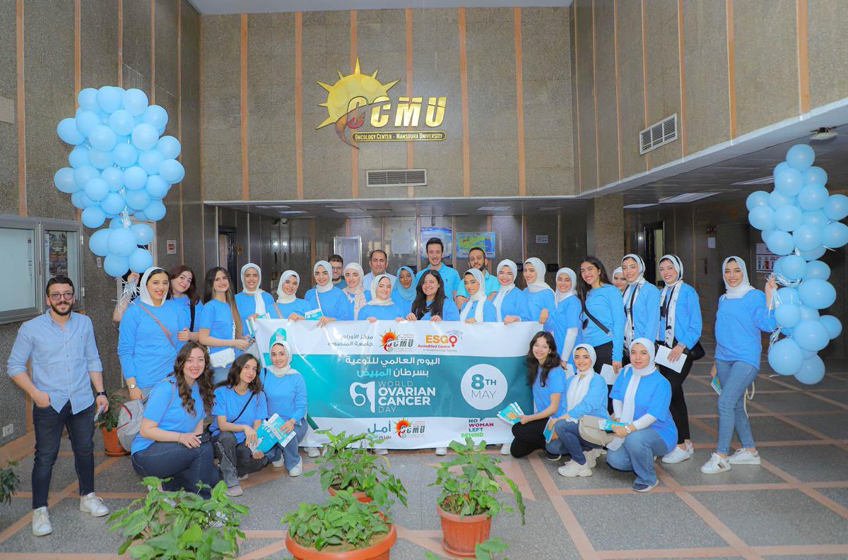 In preparation for the #worldovariancancerday , OCMU doctors with students celebrated raising banners, flying ballons and awareness cards simplified medical information about #ovariancancer in Arabic #nowomanleftbehind @ESGO_society @OvCancerDay @IGCSociety @PARSGO_Official