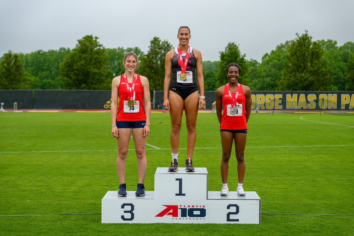 Our #A10OTF Bronze Medalists 🥉 Vincent Rupp (high jump) 🥉 Haley Hamilton (3000m steeplechase) 🥉 Anna Rorrer (400m hurdles) #GoDules