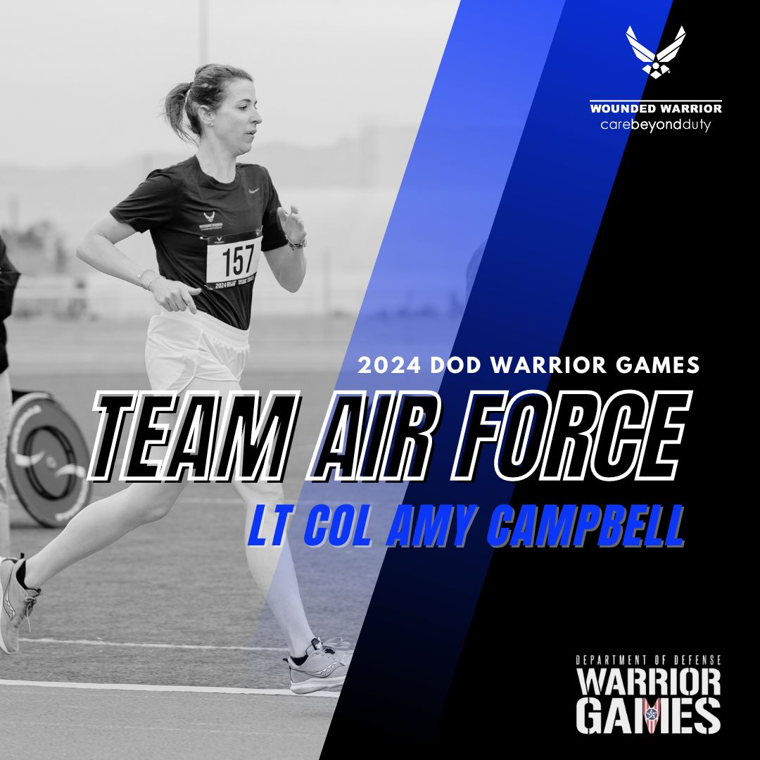 Lt Col Amy Campbell
Honored to announce first time competitor Lt Col Campbell who will represent #TeamAirForce at the 2024 DOD @warriorgames in Orlando, FL next month. Let's show our support as she competes with unwavering perseverance and grit! 
#airforcestrong #warriorgames2024