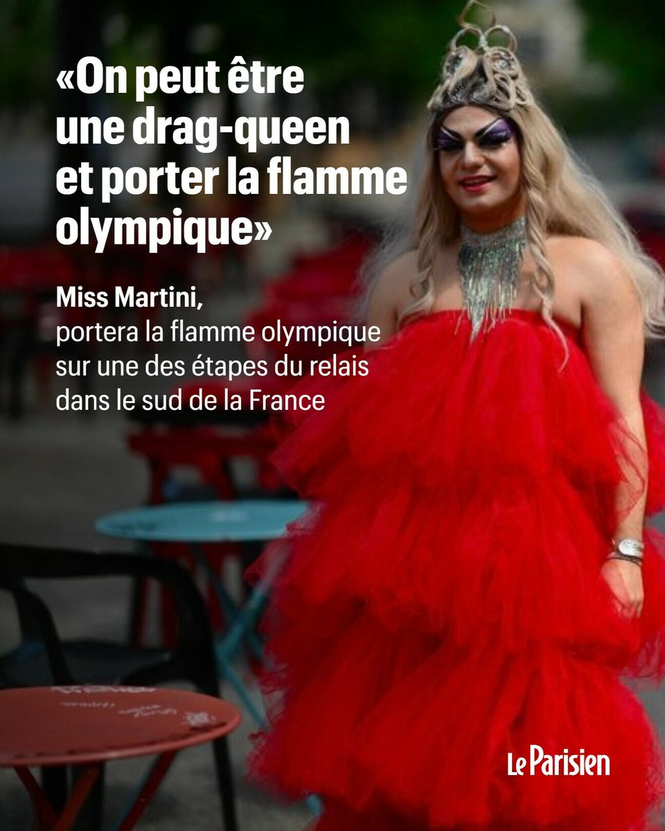 À 31 ans, Martin Namias, connu sous son nom de drag-queen «Miss Martini , portera la flamme olympique pour «mettre de la joie» et défendre une société inclusive ➡️ l.leparisien.fr/K5sN