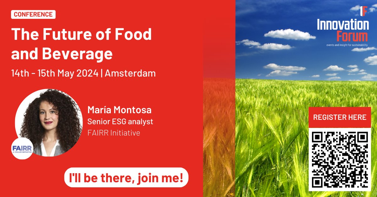 Maria Montosa, FAIRR’s Senior ESG Analyst, will lead a session on navigating water scarcity in the food industry at The Future of Food and Beverage conference in #Amsterdam on 14 May. Register to attend: innovationforum.co.uk/conferences/th…
