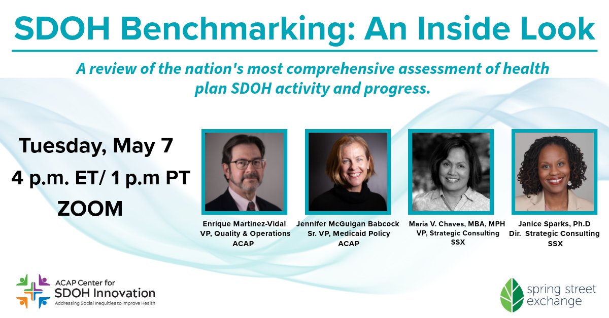 Momentum is growing to address social determinants of health, and Safety Net Health Plans are leading the charge. Join ACAP & Spring Street Exchange tomorrow at 4 pm ET for an inside look at how plans are improving health and outcomes. Register here: bit.ly/4cVfT4z