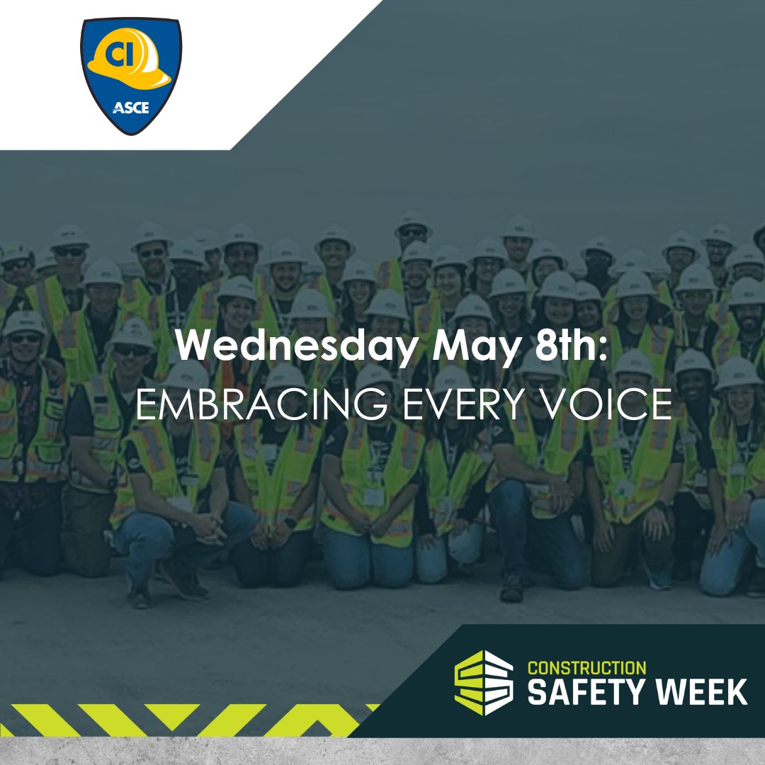 CI_ASCE's tweet photo. At the heart of a strong safety culture is the embrace of every voice. We're committed to listening, understanding, and supporting each team member. Together, we can create a workplace where everyone feels valued and heard. 🚧 #ConstructionSafetyWeek #EmbraceEveryVoice https://t.co/UTjwlMXYvg