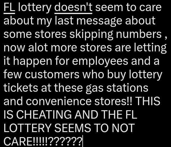 @floridalottery 

SAD VERY SAD and WTF!!!!!???