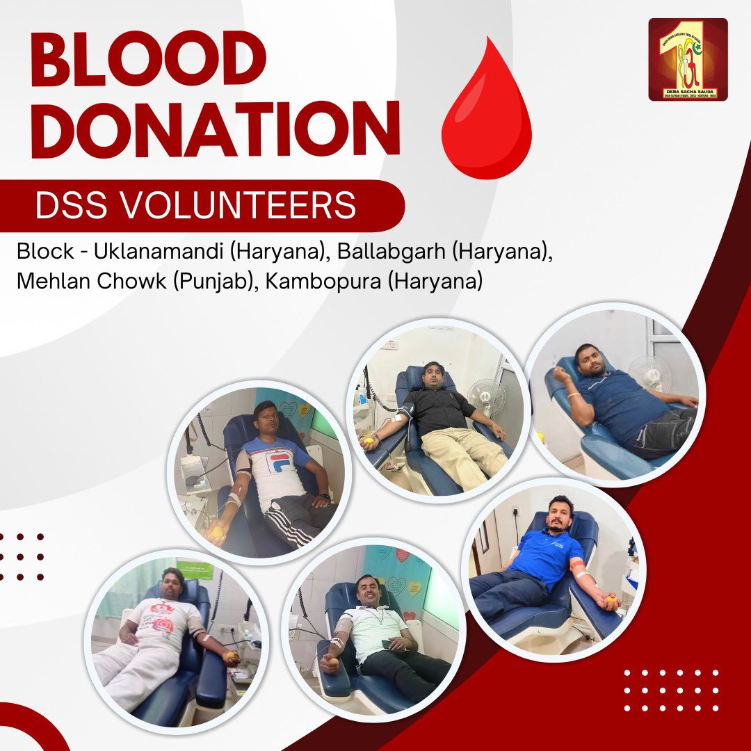 Giving is not just about making a donation; it's about making a difference. Inspired by Saint Dr. MSG Insan’s 'True Blood Pump', lakhs of Dera Sacha Sauda volunteers donate🩸blood regularly, offering a lifeline to needy patients. Their selfless gesture shines a light on the…