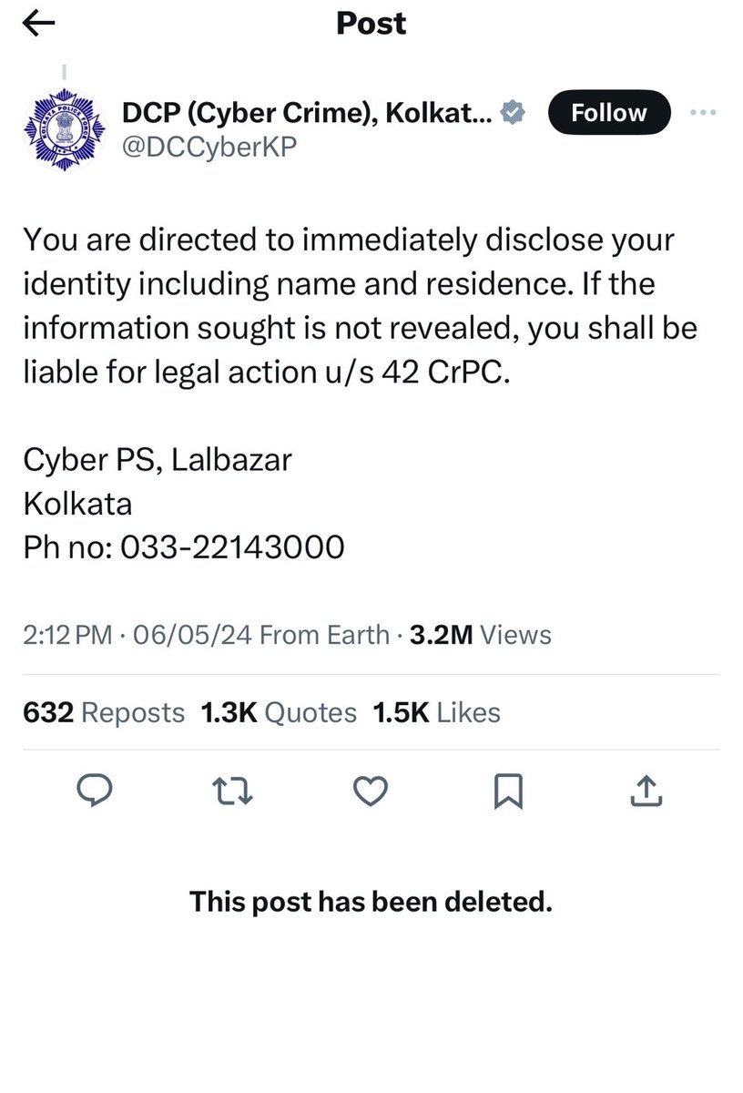 After severe public backlash, they deleted the threatening post