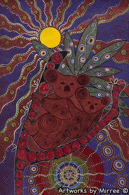 Koala & Baby - Dreamtime Collection is now available - make me an offer, for the 1st time in 10 years #indigenous #contemporaryart #artcollectors  #wildlifeart #artcollector #art #fineart artworksbymirree.com