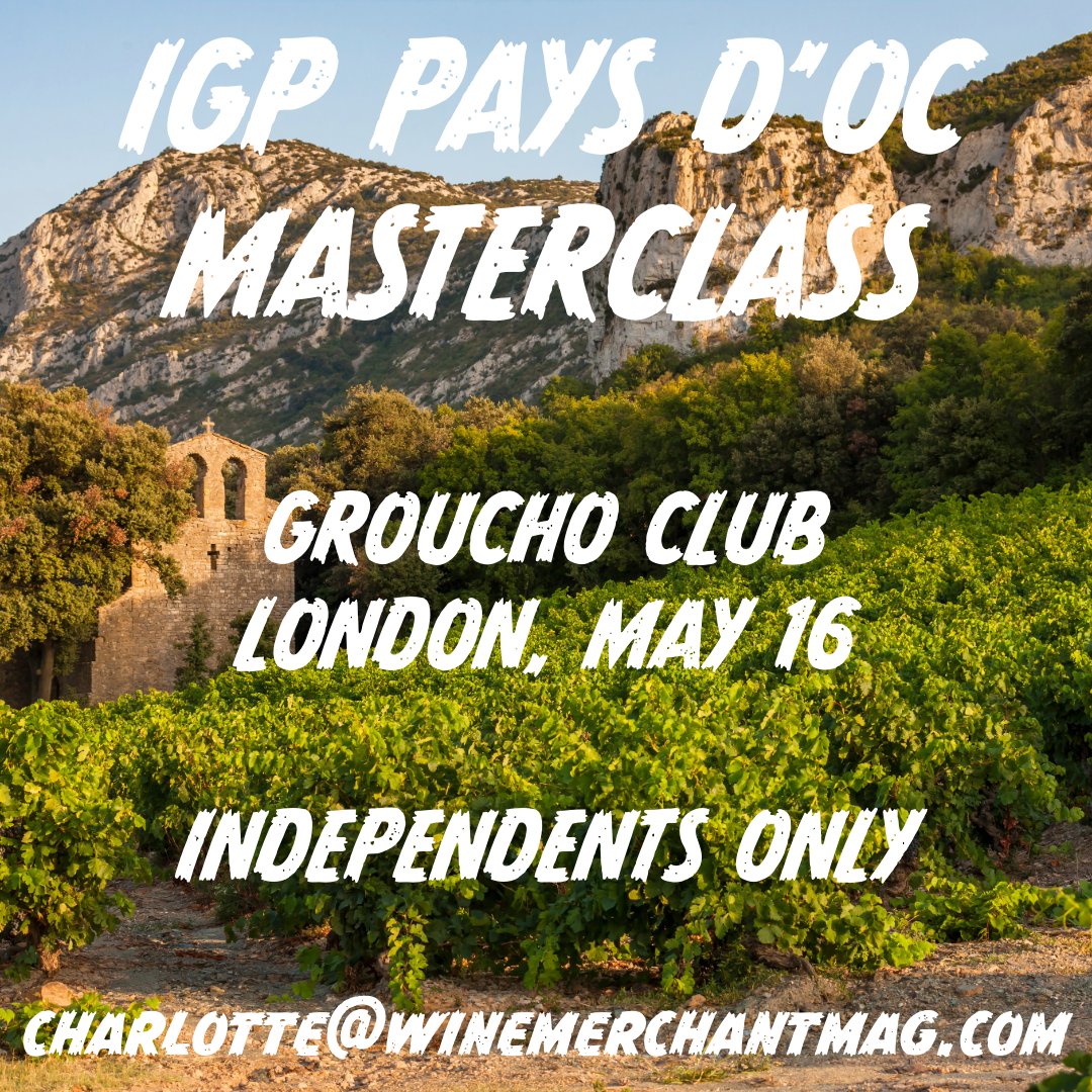 The Wine Merchant (@winemerchantmag) on Twitter photo This is going to be a cracker. A free-pour tasting of 30 IGP Pays d'Oc wines followed by a lunchtime masterclass led by Peter McCombie MW.
Some of the wines already have UK representation. Others are looking to team up with indies.
Email charlotte@winemerchantmag.com This is going to be a cracker. A free-pour tasting of 30 IGP Pays d'Oc wines followed by a lunchtime masterclass led by Peter McCombie MW.
Some of the wines already have UK representation. Others are looking to team up with indies.
Email charlotte@winemerchantmag.com