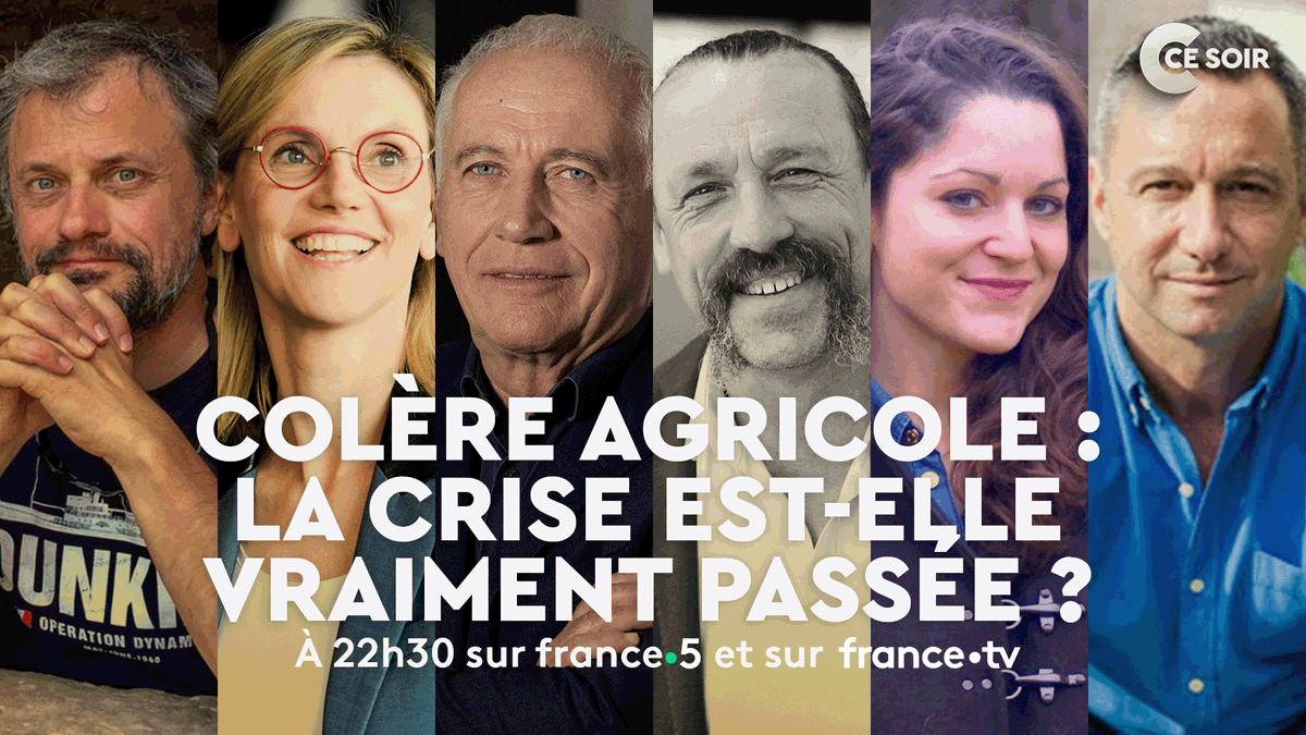 ⏰ 22h30 sur @FranceTV Avec : 📌@DenhezFred Journaliste & écrivain 📌@AgnesRunacher Ministre déléguée auprès du ministre de l’Agriculture 📌Thierry Coste, Lobbyiste rural 📌@BenoitBiteau Eurodéputé EELV & paysan bio 📌@AnneCSuzanne Agricultrice 📌@FPurseigle Sociologue