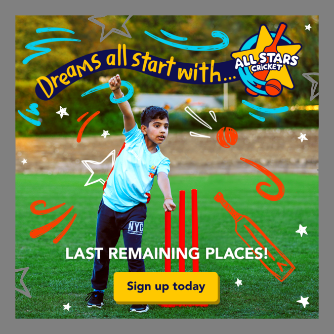 Registrations for SCC All Stars finish this week (Wed 8th May) - a few places are still available - Sessions start Mon 13th May @ 1715 - Sign up: ecb.clubspark.uk/AllStars/BookC…