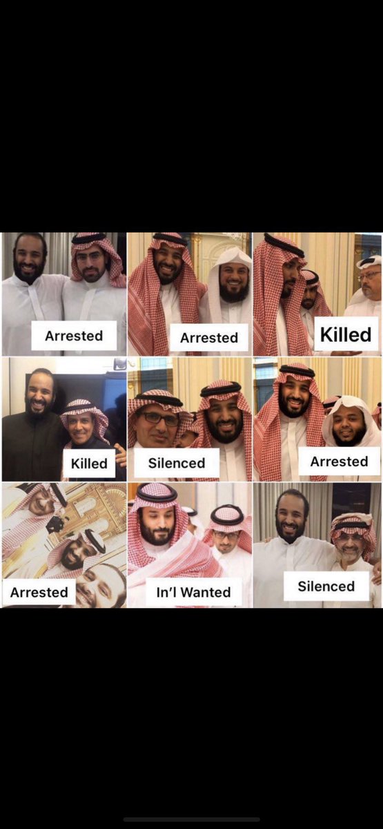 All individuals who have been photographed with #MBS have reportedly arrested, killed, or wanted by international authorities #HumanRights #SaudiArabia #freelina #السعودية