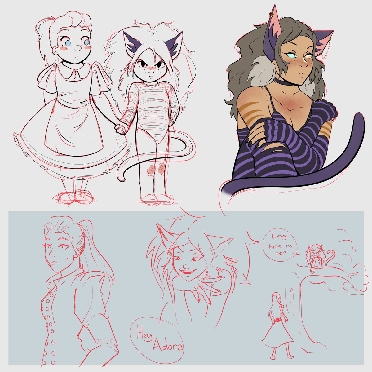 Alice in Wonderland AU doodles I finished for Patreon 🧡 I think I need to draw this version of Catradora properly!