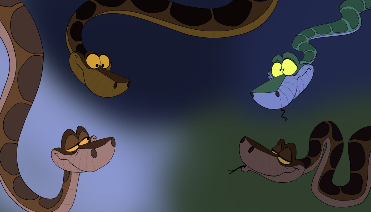 Just a fun lil doodlin' thing here, Kaa has numerous color palettes and designs in his various appearances, and these are the 4 primary ones (from the movies at least). The Jungle Book 2 Kaa sticks out like a sore thumb among the rest. hehe Which one's your favorite?