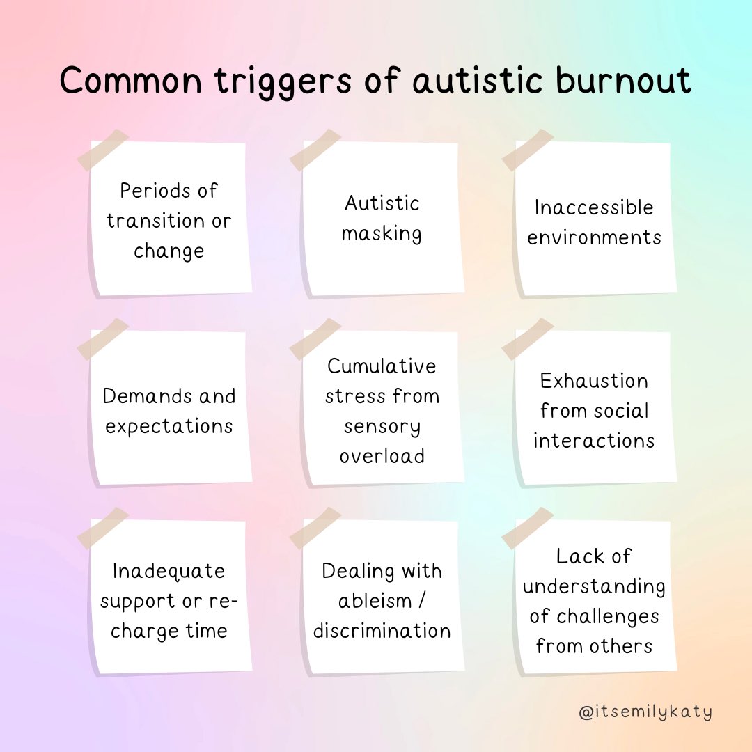 Common triggers of autistic burnout.