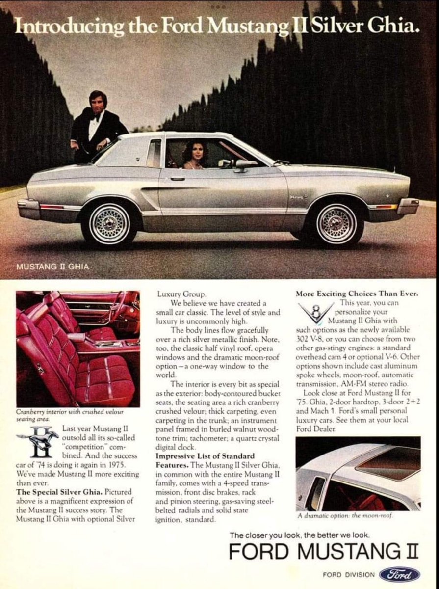It wasn’t only the Lincolns that got special appearance packages. Here’s the Mustang II with the Silver Luxury Group. I wonder how many are still around?