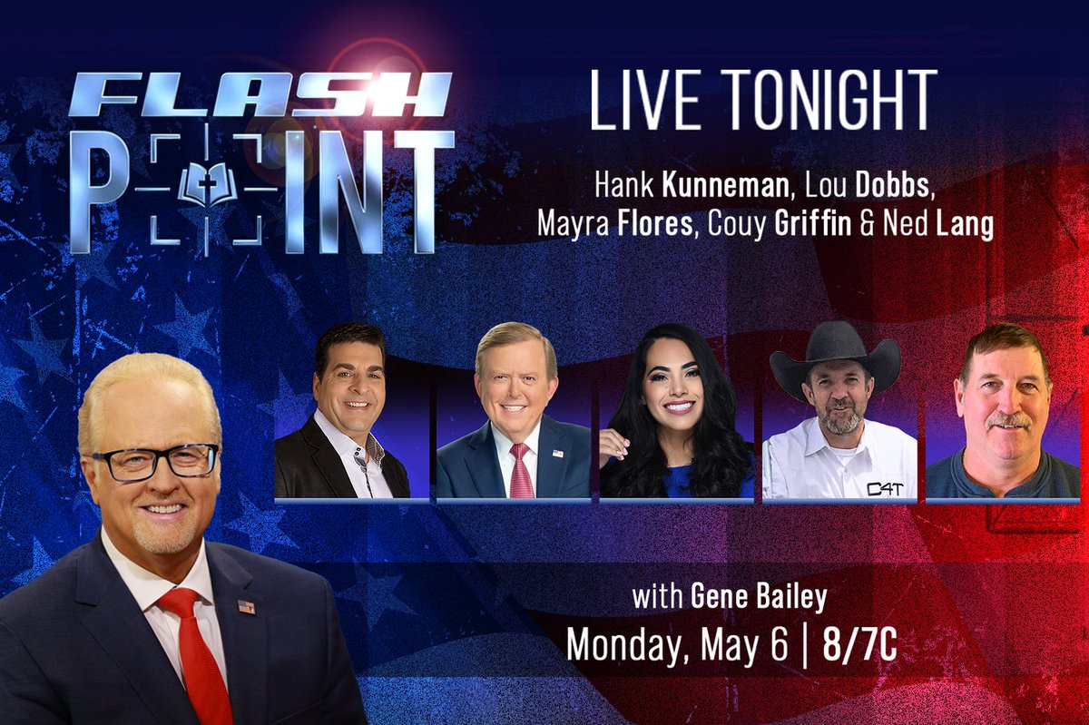 Join @genebailey & his guests TONIGHT:
@hankkunneman, @loudobbs, @mayraflorestx34, @cowboycouy, and Ned Lang!

Watch at govictory.com/watch at 8pm ET/7pm CT!

#Monday #commentary #news #America #Trump #rescueamerica #movement #flashpointarmy #twitter