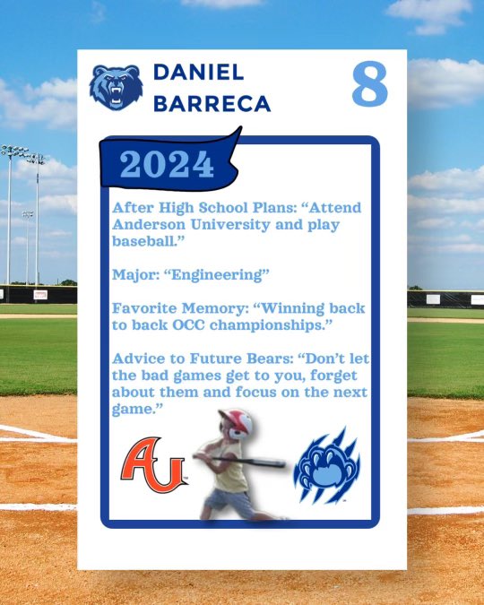 Our next Senior we honor today is Daniel Barreca.