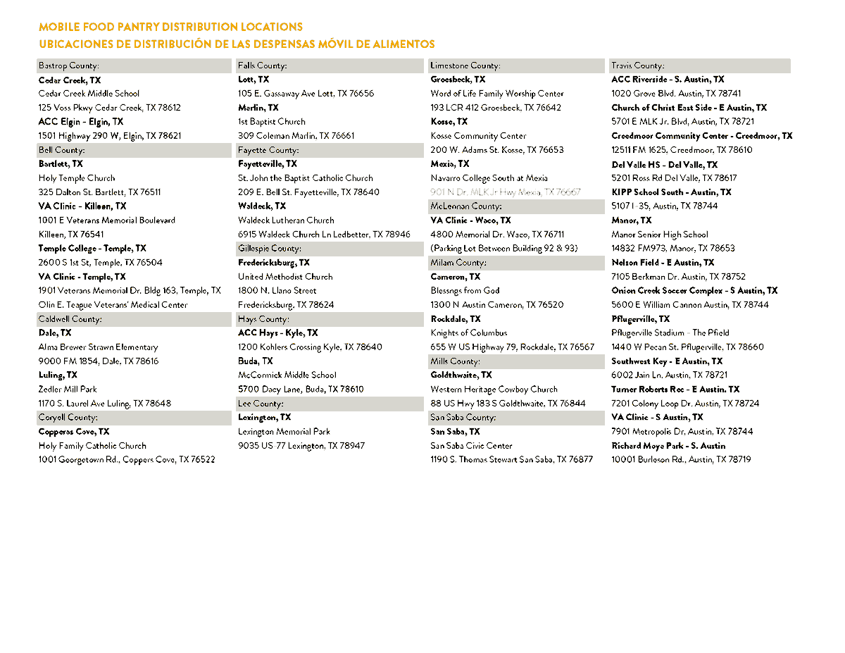 Need help with food? Come out to one of our Mobile Food Pantry distributions for FREE food this April. Be sure to make room in your trunk before arriving. Can't make it? Find food near you at bit.ly/3Mr48VE