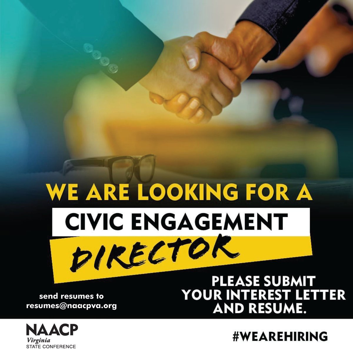 We are looking for highly ambitious candidates for our Civic Engagement State Director for Virginia during the 2024 election cycle. For more information about this position, visit naacpva.us/CivicEngagemen…