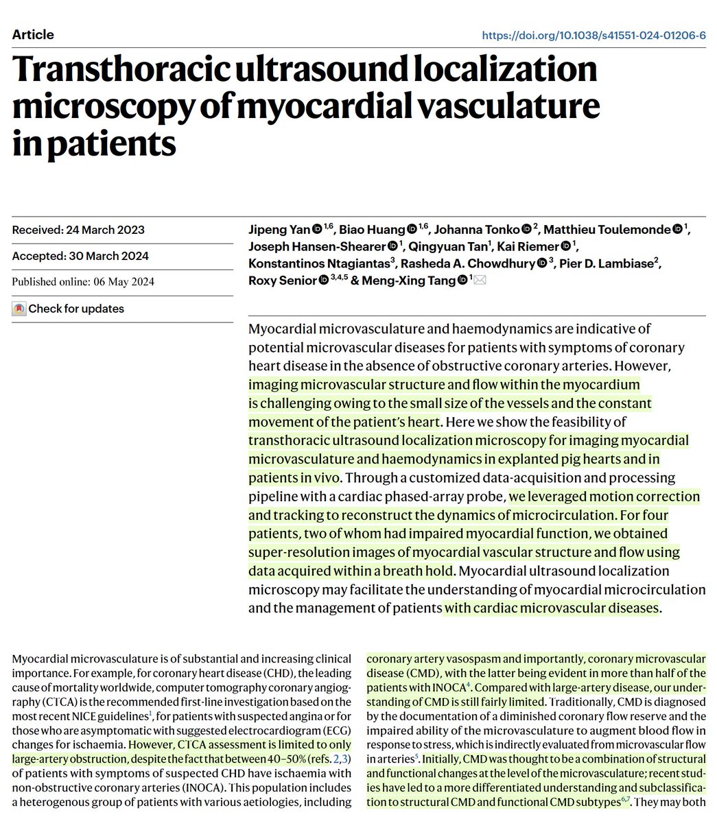 'The efficacy of a real-time, quantitative method that could overcome these problems — using machinery that can be wheeled into any emergency department.'—@ColumbiaUEIL A reach now, but maybe in the future, using ultrasound to detect blocked heart arteries and microvascular