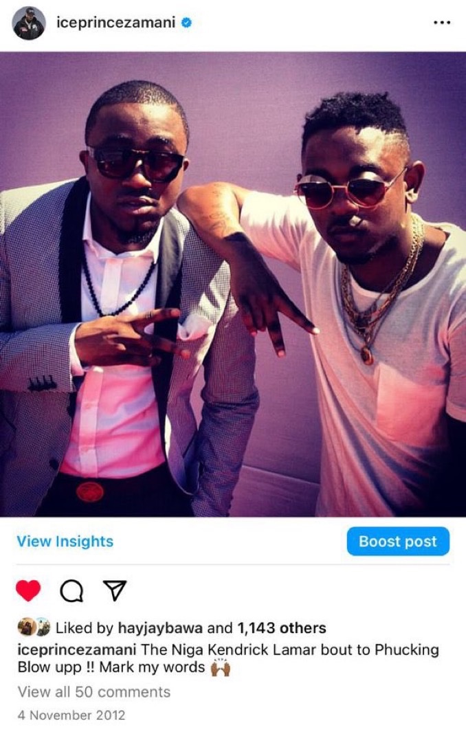 yabaleftonline's tweet image. Kendrick Lamar had an Ice Prince cosign as far back as 2012.