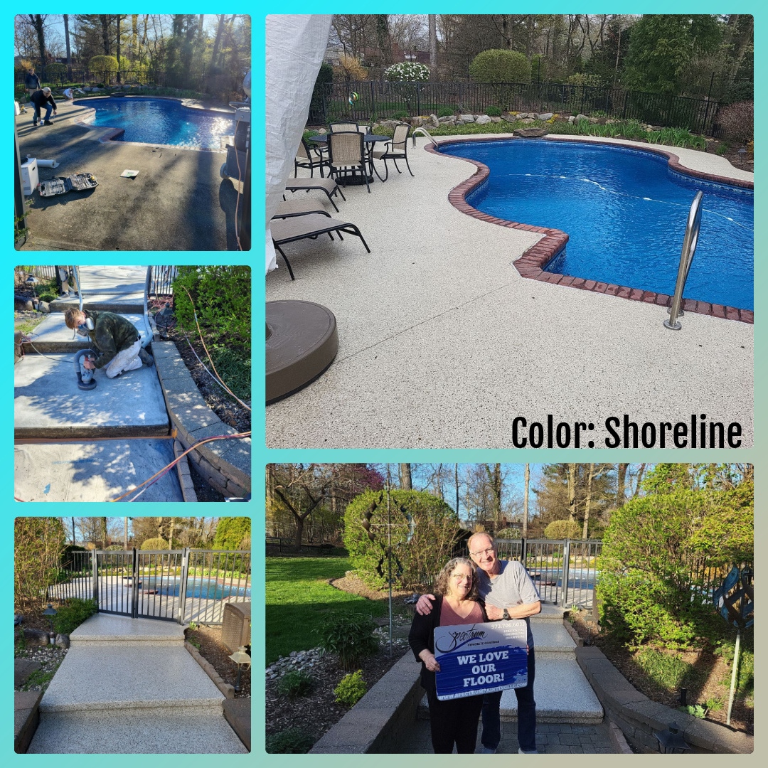 Ready to make a splash this summer? Our pool patio coating will have you splashing in style. Let's turn your backyard into a mini water park! 🏊‍♂️🌞 #SpectrumConcreteCoatings #SummerGoals #PoolParty #NoMoreSlipperySurfaces