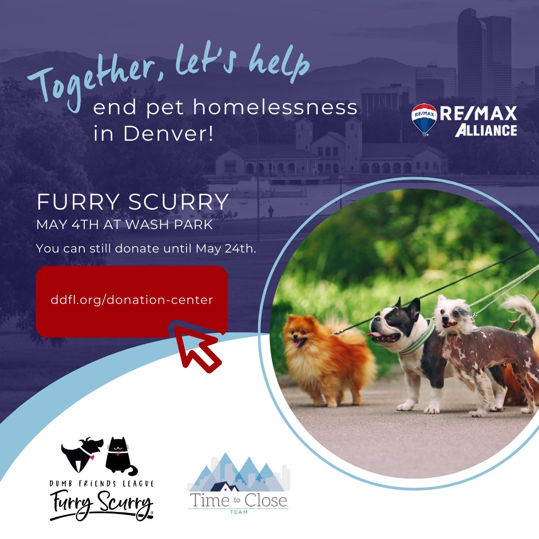 If you love pets, here is a great way to help more find a forever home. Support the Furry Scurry! You can still donate until May 24th. Proceeds support Denver's Dumb Friends League. Click here to donate: furryscurry.org/donate
.
 #ilovemypets #bestdogever #furryscurry