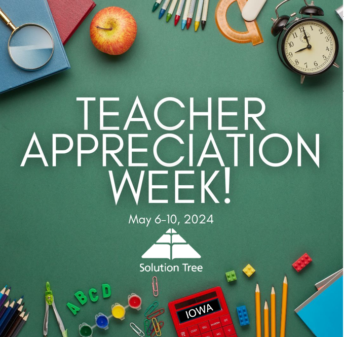 Happy Teacher Appreciation Week! To all the incredible educators in Iowa. Thank you for your dedication, passion, & commitment to our students. Your impact goes beyond the classroom, & we appreciate everything you do.  #ThankATeacher #PLC4IA @SolutionTree