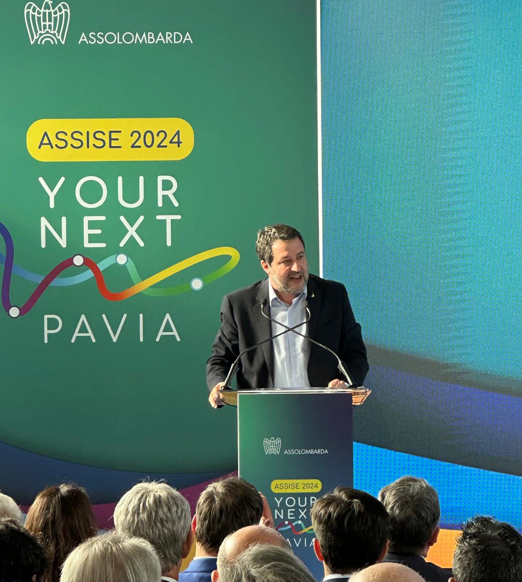 In occasione delle Assise 2024 #YourNextPavia interviene ora @matteosalvinimi Vicepremier e Ministro delle Infrastrutture e dei Trasporti - @mitgov_it.