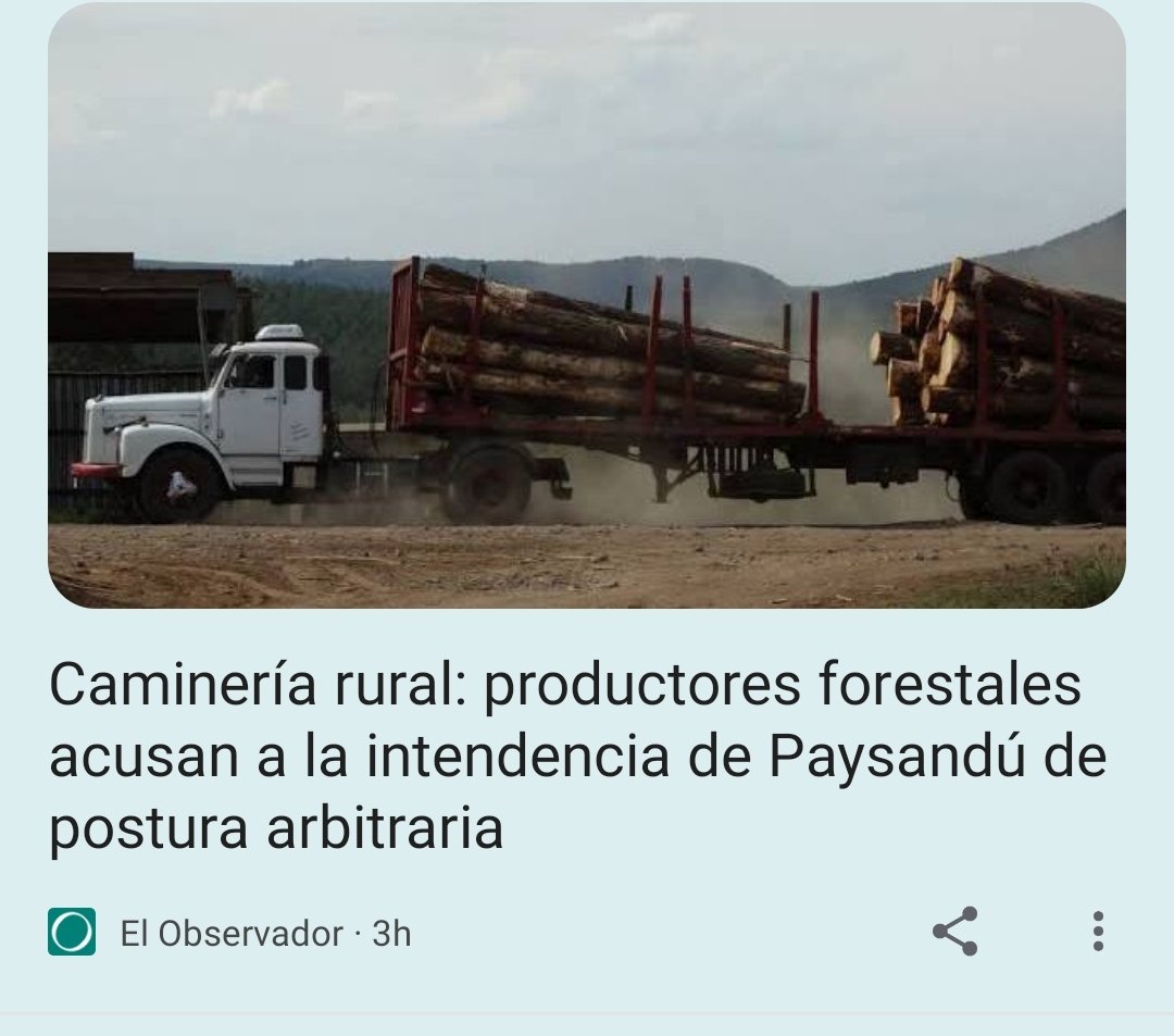 En Río negro cobran a los movimientos ganaderos 1% del valor como impuesto que se paga en la intendencia, por concepto de camineria rural, ahora la ganadería no destruye camineria y si paga, cobren a los chacareros y a los forestales les sobra para reparar @camboue @chinofau