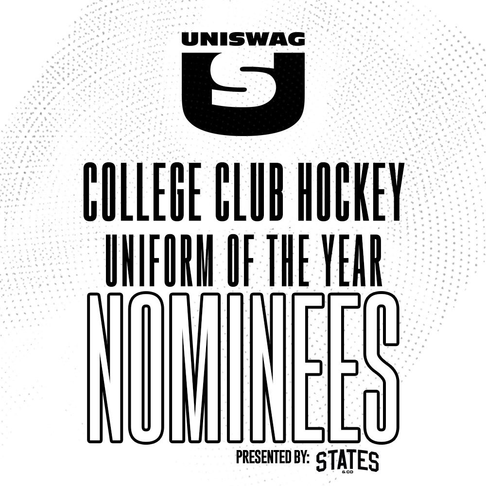 The inaugural UNISWAG College Club Hockey Uniform of the Year Nominees presented by States & Co Voting will be up to the fans to crown the best uniform of the 2023-24 College Club Hockey season! Cast your vote here: bit.ly/2sHF6u9 #uniswag