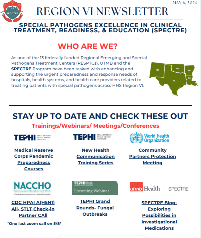 Check out SPECTRE's latest newsletter! utmb.edu/spectre/about/… #specialpathogens #infectiousdiseases #infectioncontrol #viral #globalhealth